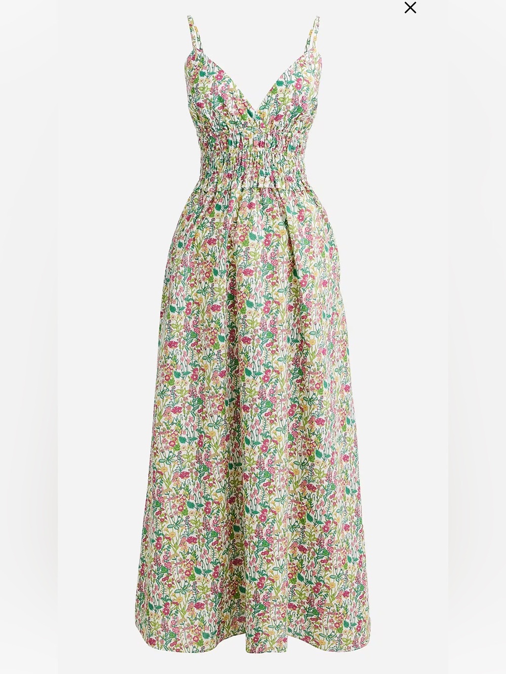 J Crew V Neck Smocked Waist Floral Midi Dress in Liberty Fabric Size 20